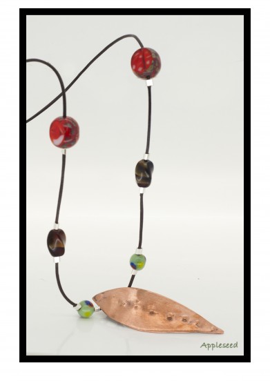 Copper Leaf and Bead Necklace.