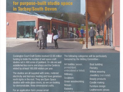Studio Space available at Cockington Court Craft Centre