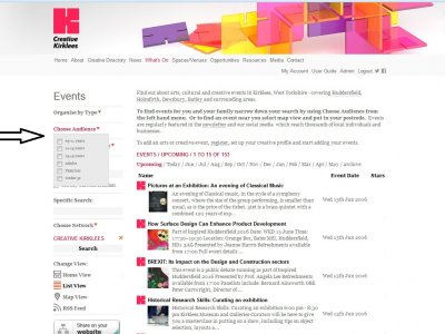 New search feature on Creative Kirklees - Choose Audience